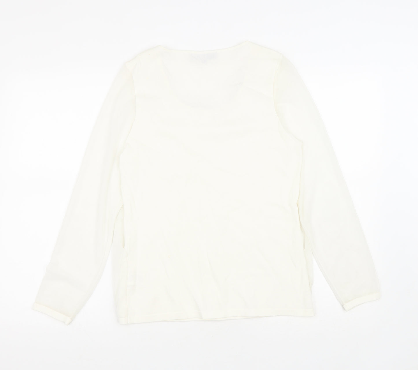 Stephen Y Womens White Nylon Basic Blouse Size M Round Neck