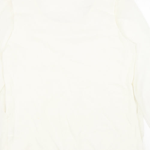Stephen Y Womens White Nylon Basic Blouse Size M Round Neck