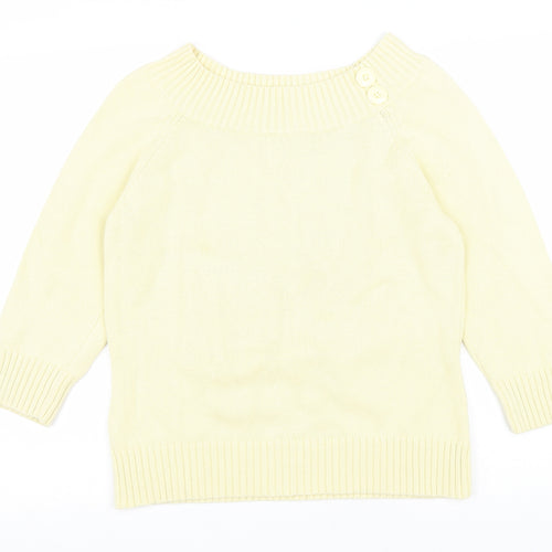 BHS Womens Yellow Boat Neck Cotton Pullover Jumper Size 12