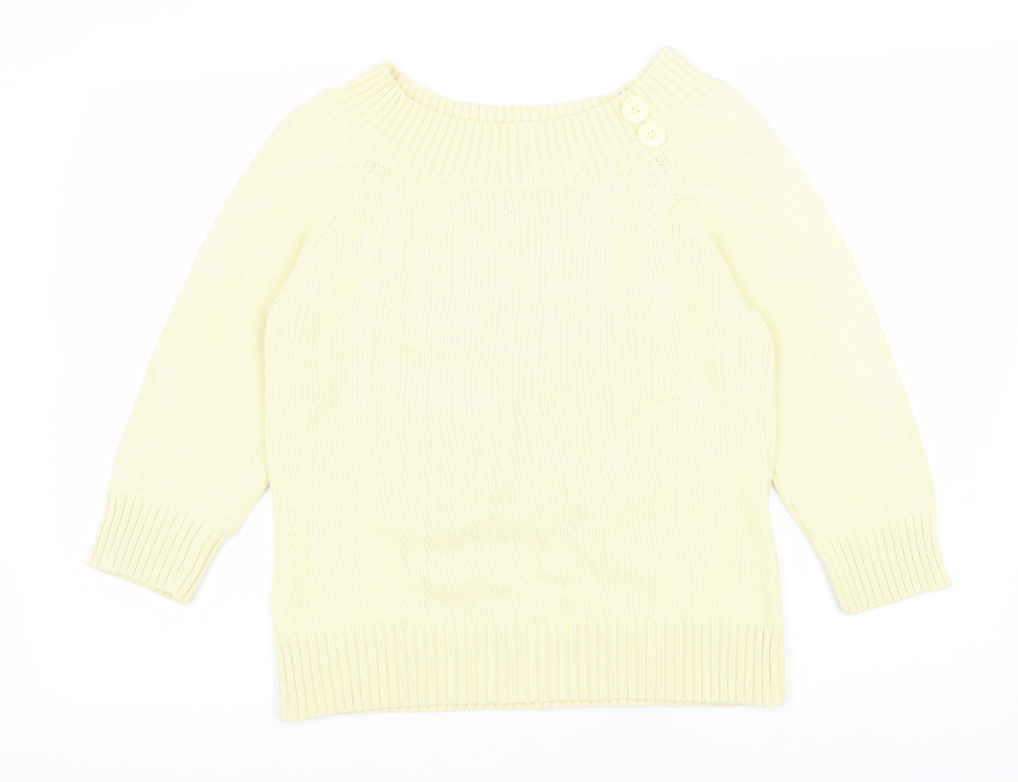 BHS Womens Yellow Boat Neck Cotton Pullover Jumper Size 12