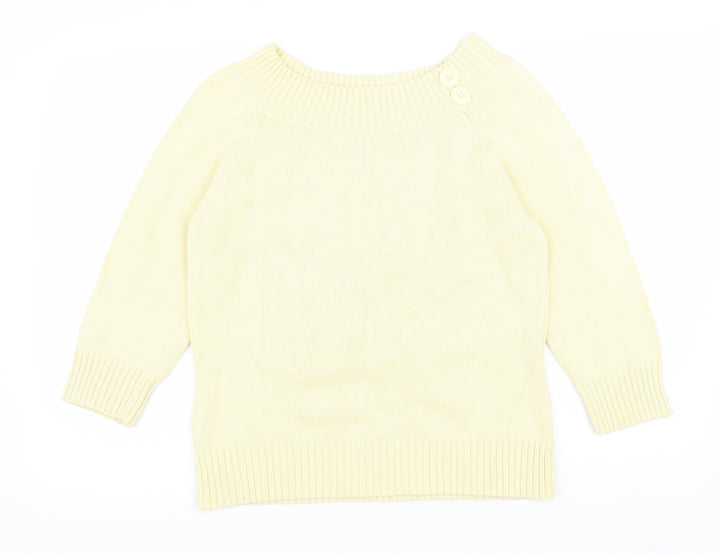 BHS Womens Yellow Boat Neck Cotton Pullover Jumper Size 12