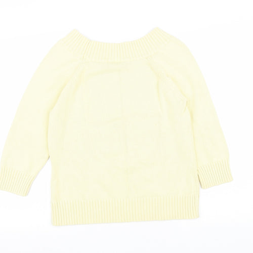 BHS Womens Yellow Boat Neck Cotton Pullover Jumper Size 12
