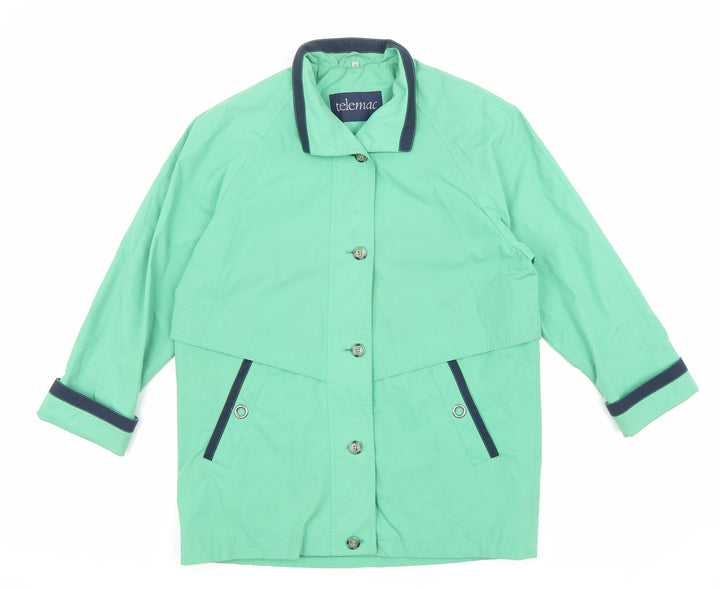 Telemac Mens Green Rain Coat Coat Size M Button