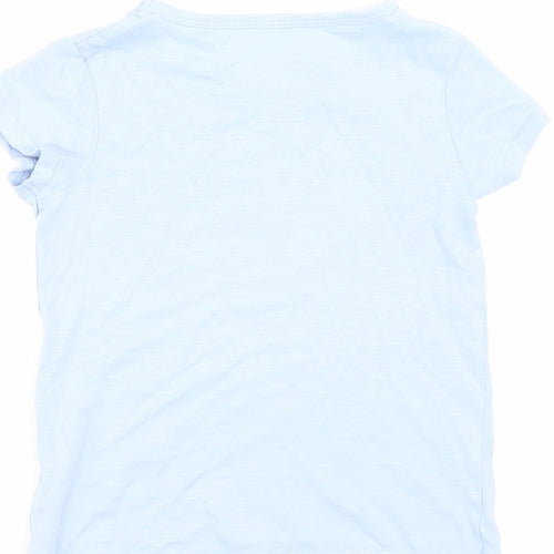 NEXT Girls Blue Cotton Basic T-Shirt Size 4 Years Round Neck Pullover - Floral heart