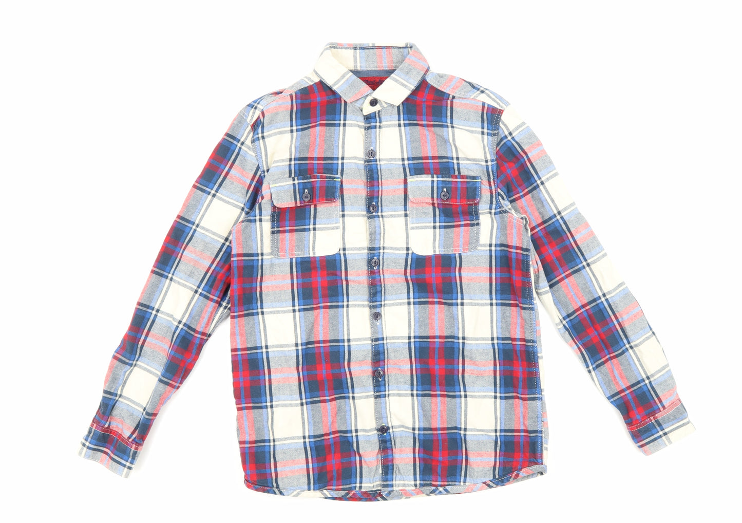 NEXT Boys Multicoloured Plaid Cotton Basic Button-Up Size 11 Years Collared Button