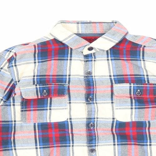 NEXT Boys Multicoloured Plaid Cotton Basic Button-Up Size 11 Years Collared Button