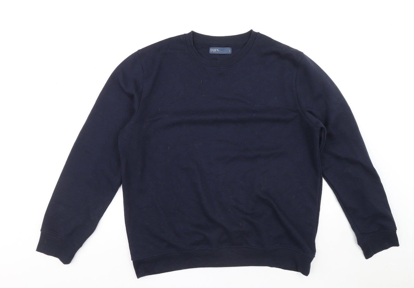 Easy Mens Blue Polyester Pullover Sweatshirt Size L