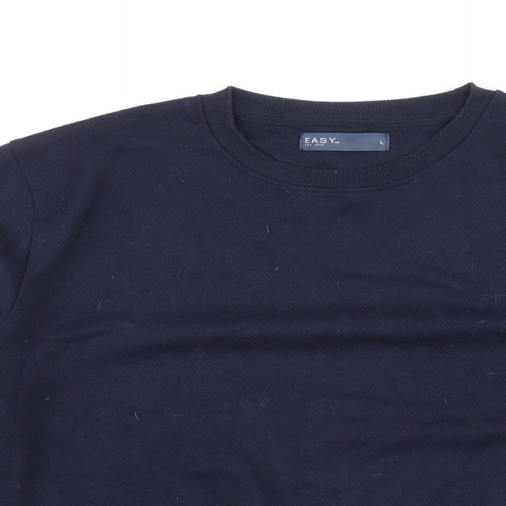 Easy Mens Blue Polyester Pullover Sweatshirt Size L