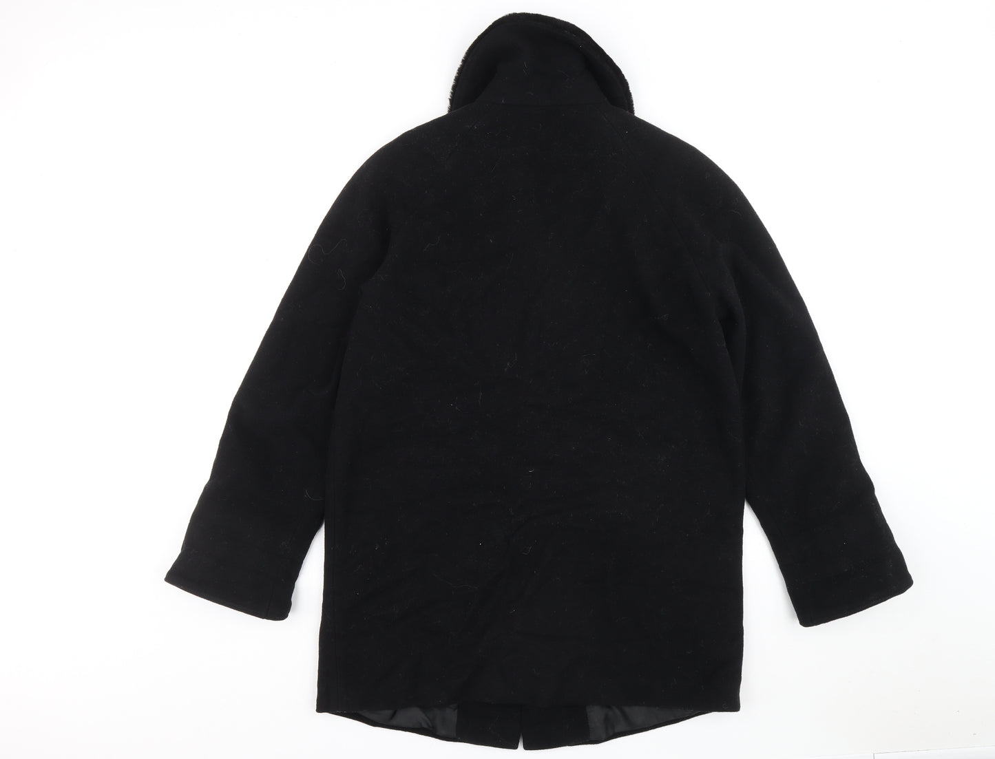 Marks and Spencer Womens Black Overcoat Coat Size 12 Button