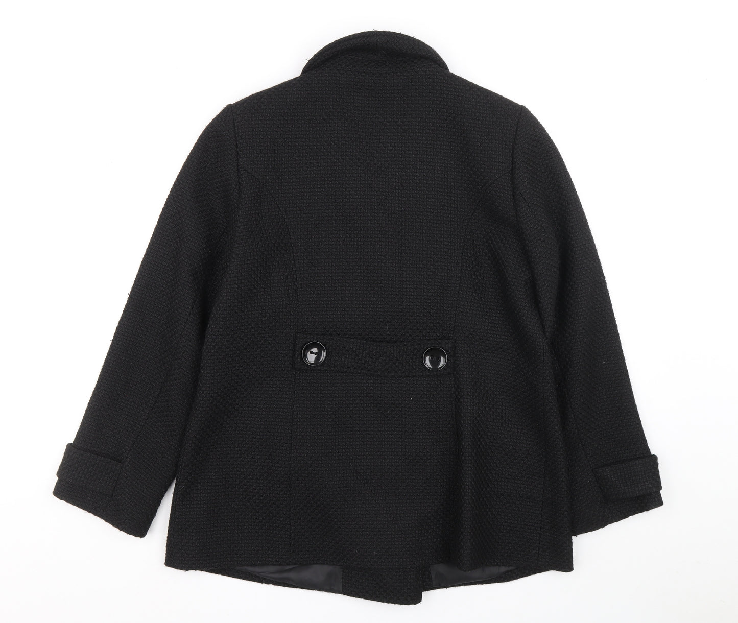 Classics Womens Black Overcoat Coat Size 14 Button