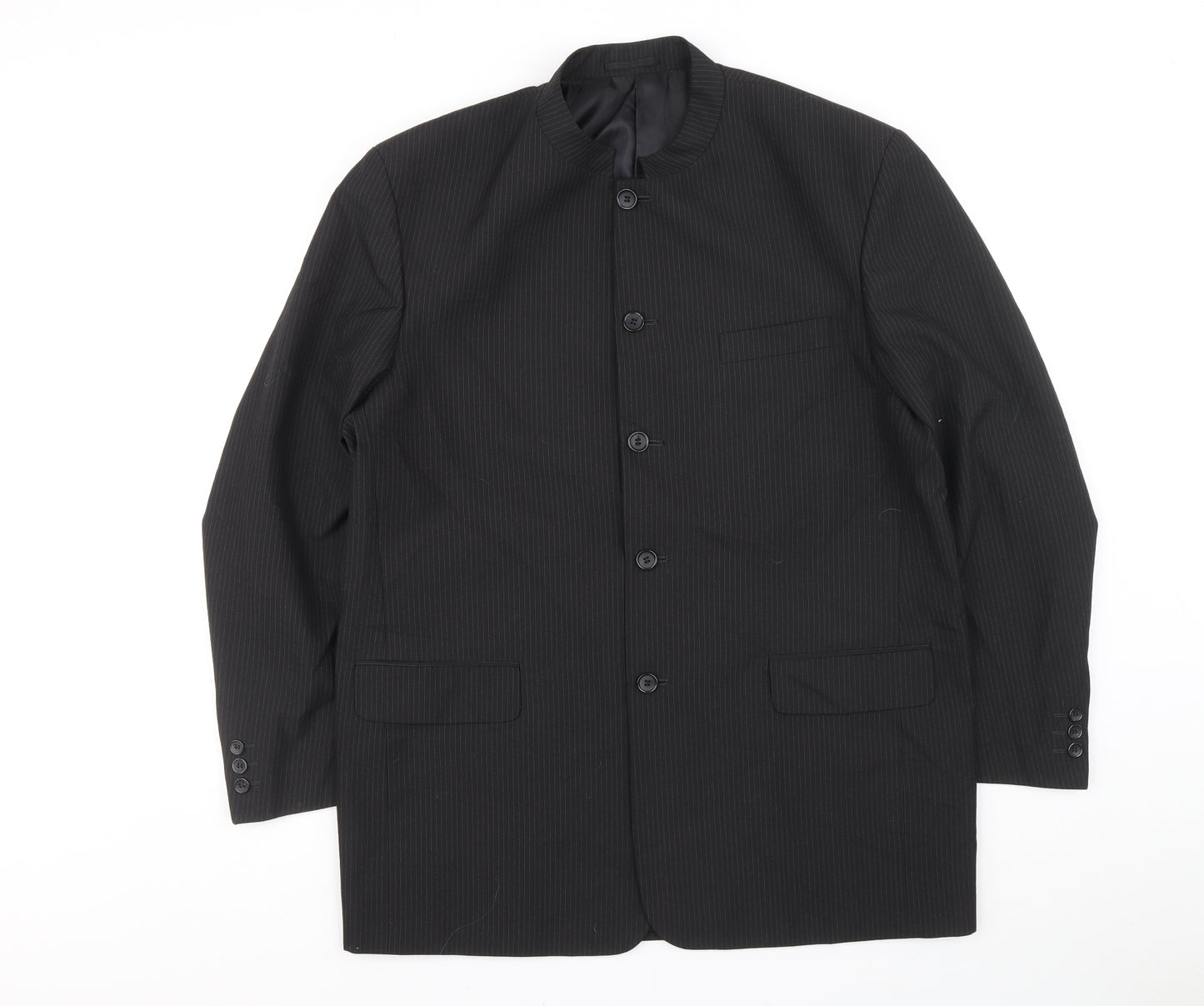 Classics Mens Black Striped Jacket Blazer Size M Button - Pin striped