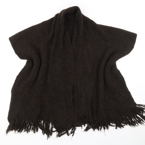 Klass Womens Brown V-Neck Acrylic Wrap Jumper One Size