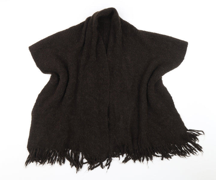 Klass Womens Brown V-Neck Acrylic Wrap Jumper One Size