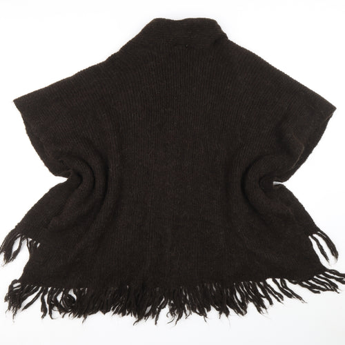 Klass Womens Brown V-Neck Acrylic Wrap Jumper One Size