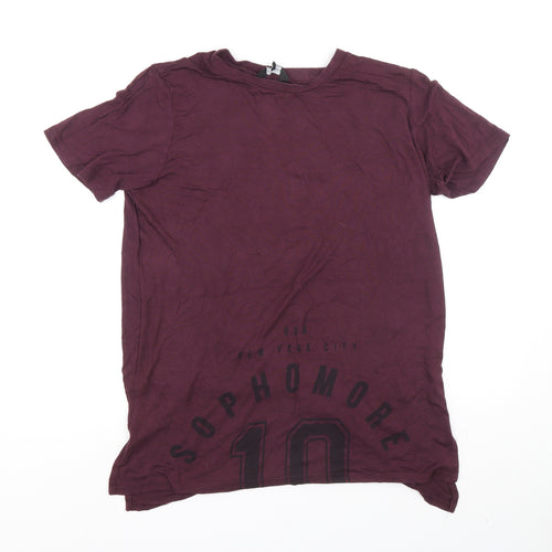New Look Womens Purple Viscose Basic T-Shirt Size 14 Round Neck - New York City