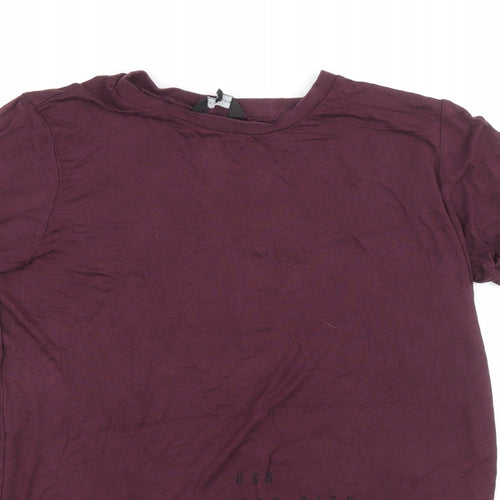 New Look Womens Purple Viscose Basic T-Shirt Size 14 Round Neck - New York City