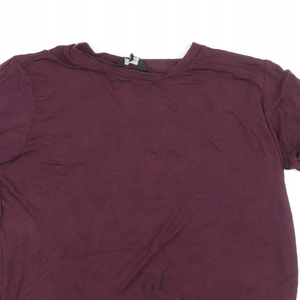 New Look Womens Purple Viscose Basic T-Shirt Size 14 Round Neck - New York City
