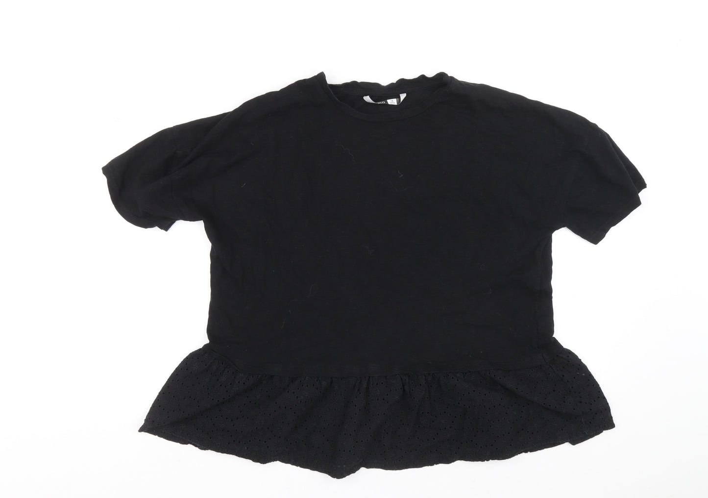 prep&co Womens Black Cotton Basic Blouse Size 14 Round Neck