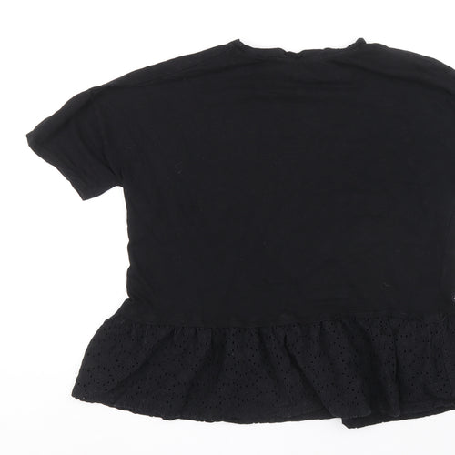 prep&co Womens Black Cotton Basic Blouse Size 14 Round Neck