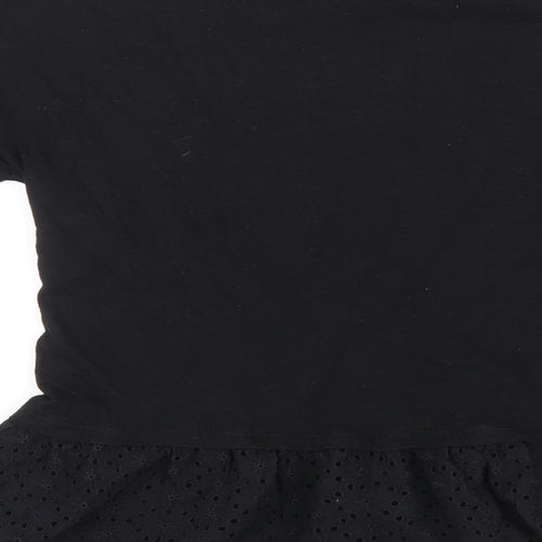 prep&co Womens Black Cotton Basic Blouse Size 14 Round Neck