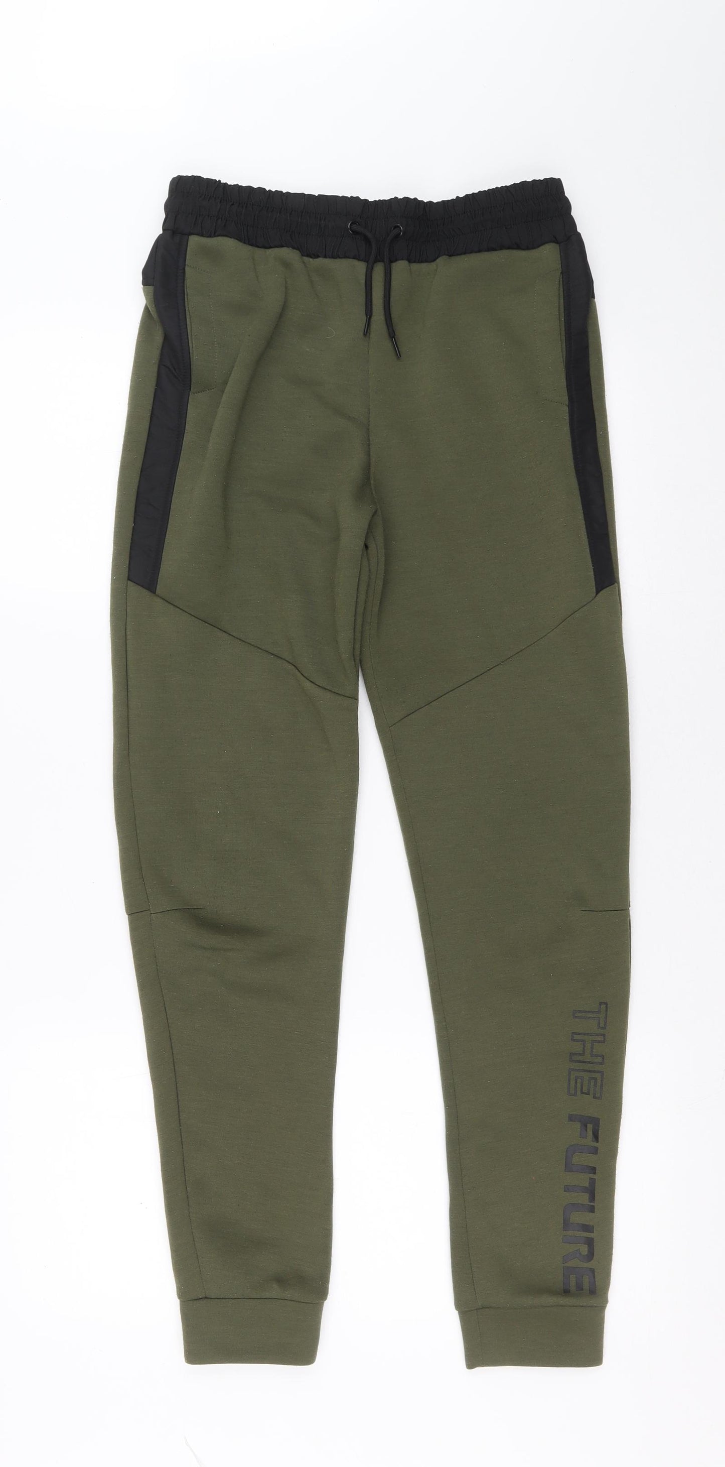Primark Boys Green 100% Polyester Jogger Trousers Size 12-13 Years L28 in Regular Drawstring