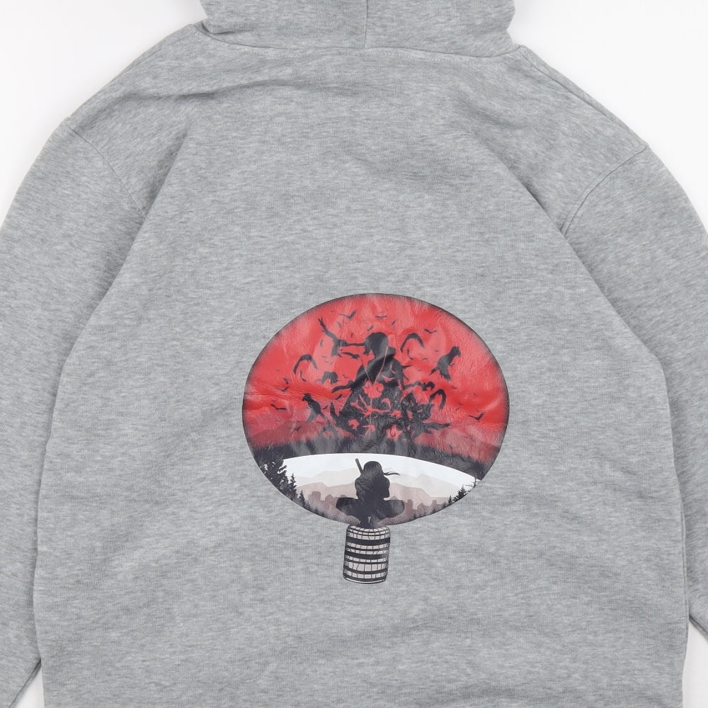 XHFS Mens Grey Polyester Pullover Hoodie Size M - Anime