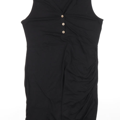 SHIEN Womens Black Polyester Pencil Dress Size XL V-Neck Button