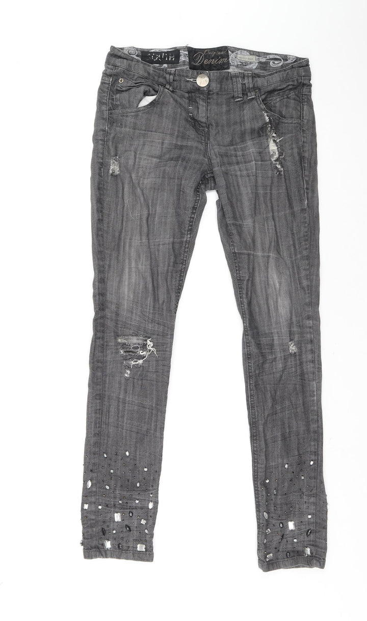 Preworn Womens Grey Cotton Skinny Jeans Size 28 in L30 in Regular Zip