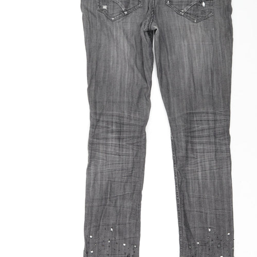 Preworn Womens Grey Cotton Skinny Jeans Size 28 in L30 in Regular Zip