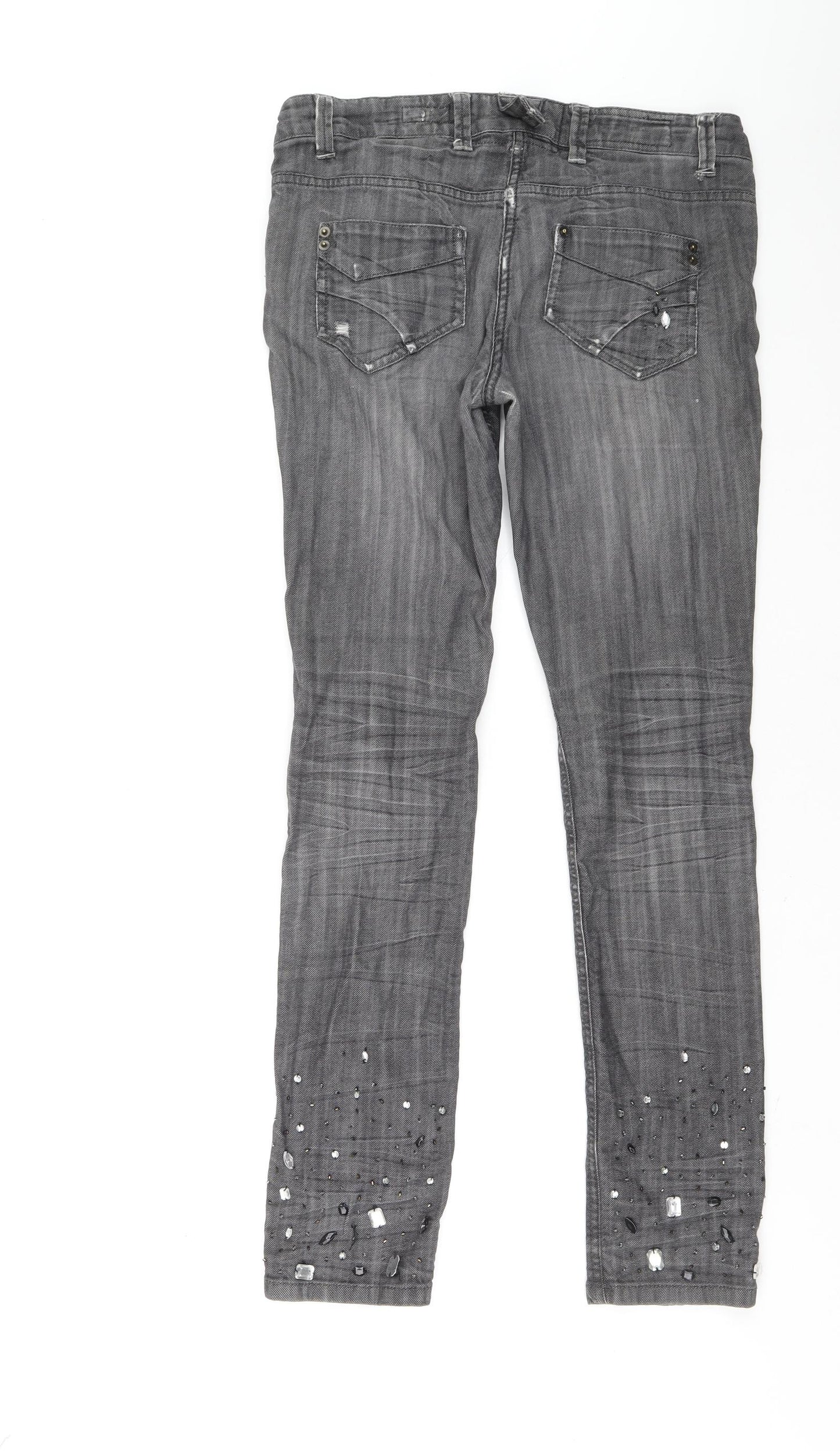 Preworn Womens Grey Cotton Skinny Jeans Size 28 in L30 in Regular Zip