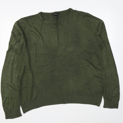 Cedar Wood State Mens Green Round Neck Acrylic Pullover Jumper Size XL