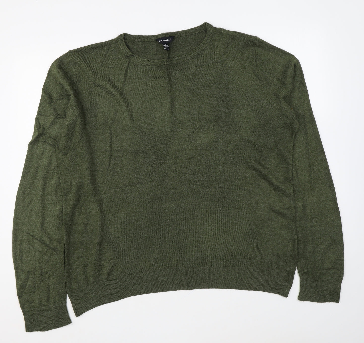 Cedar Wood State Mens Green Round Neck Acrylic Pullover Jumper Size XL