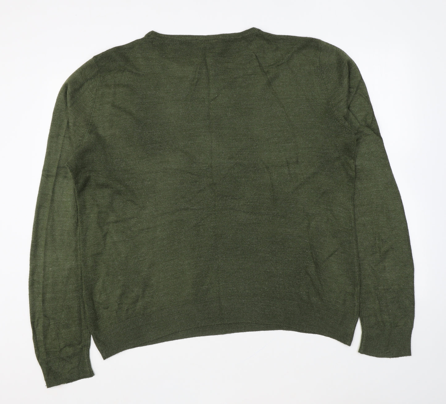 Cedar Wood State Mens Green Round Neck Acrylic Pullover Jumper Size XL