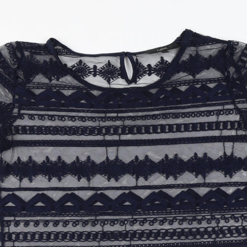 NEXT Womens Blue Cotton Basic Blouse Size 12 Round Neck