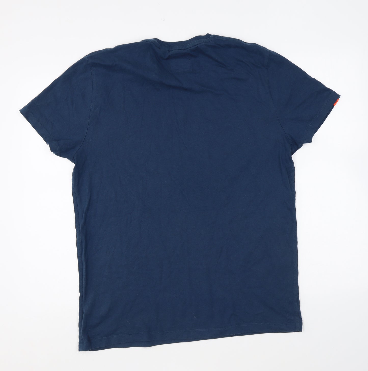 Superdry Mens Blue Cotton T-Shirt Size 2XL Round Neck