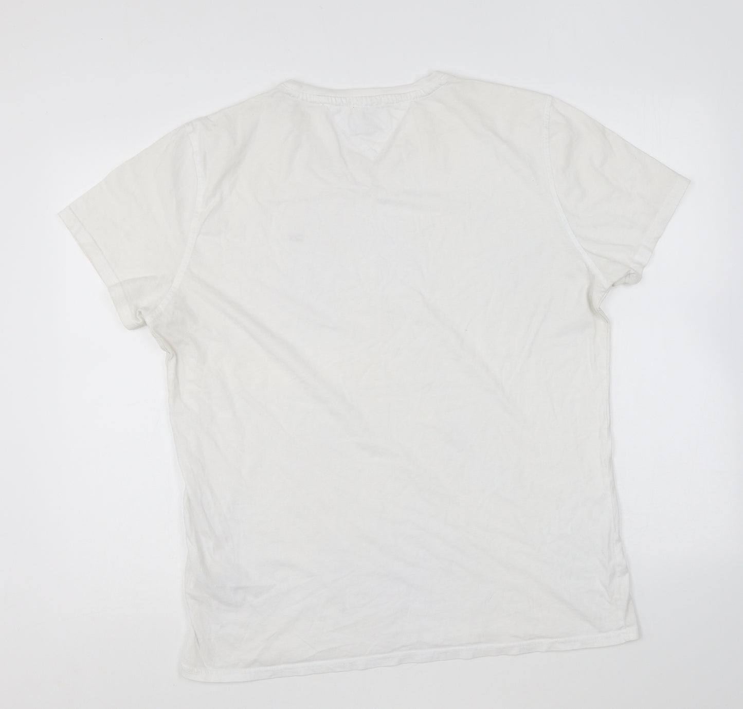 Tommy Hilfiger Mens White Cotton T-Shirt Size XL Round Neck