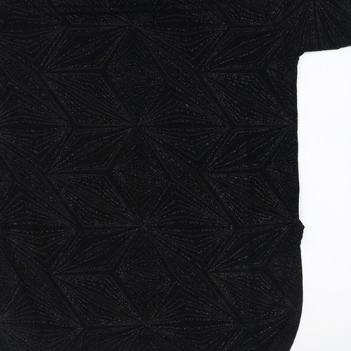 Quiz Womens Black Polyester Basic Blouse Size 14 Round Neck