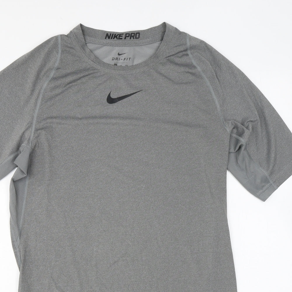 Nike Mens Grey Polyester Basic T-Shirt Size 2XL Round Neck Pullover