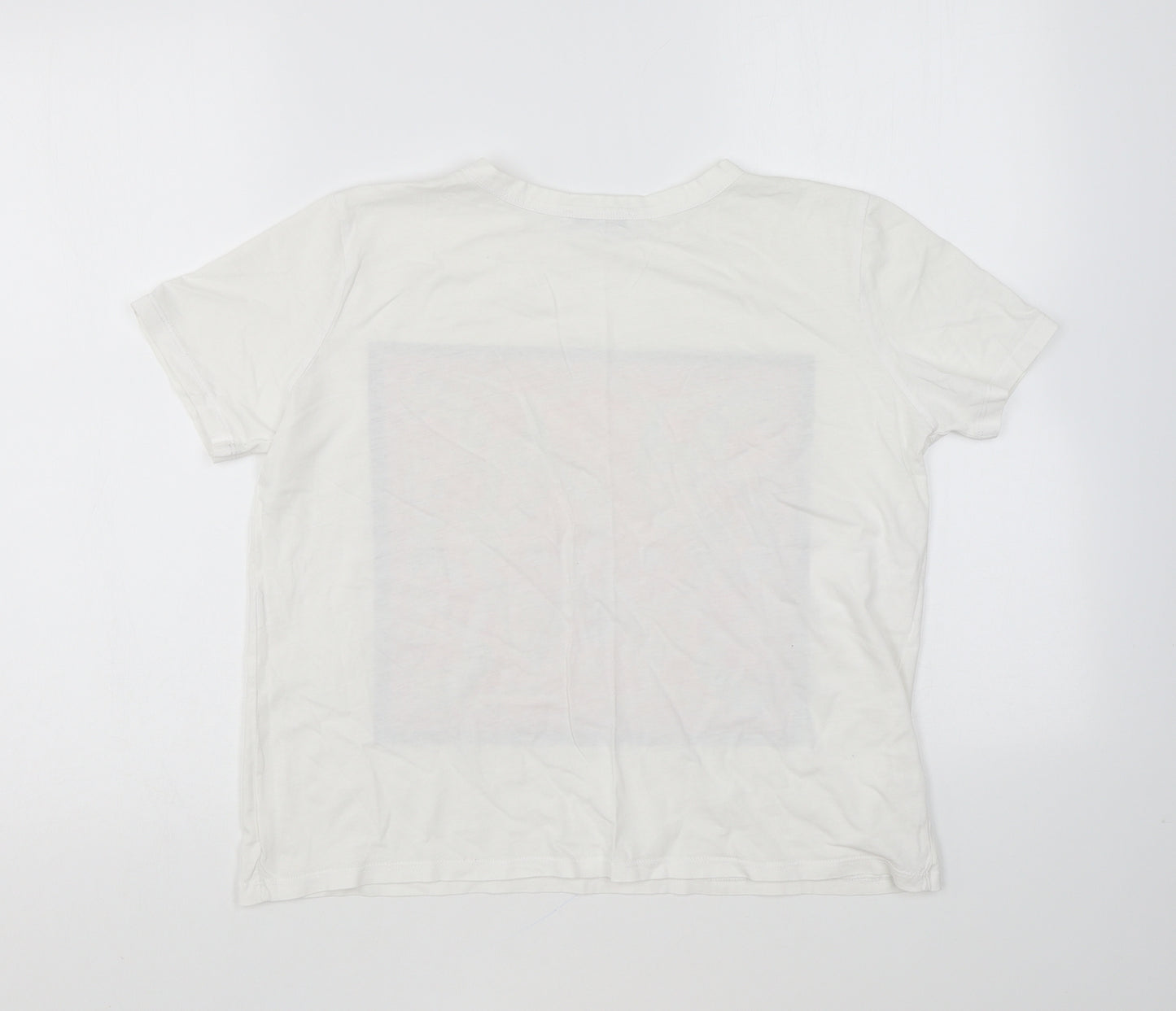Zara Womens White Cotton Basic T-Shirt Size S Round Neck