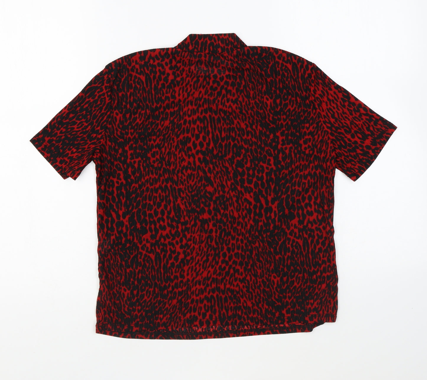 Zara Womens Red Animal Print Polyester Basic T-Shirt Size S Round Neck