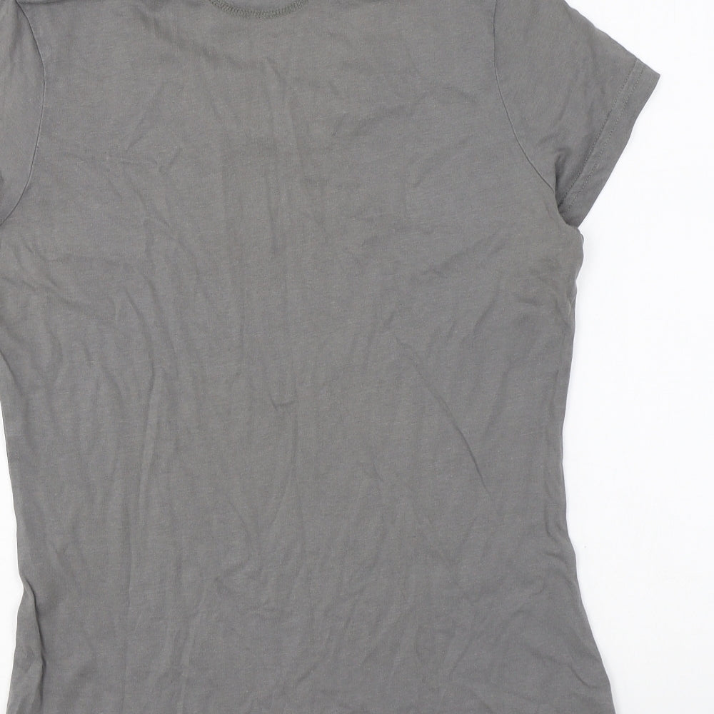 Seasalt# Womens Grey Cotton Basic T-Shirt Size 10 Round Neck