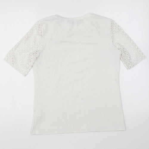 New Look Womens White Polyester Basic Blouse Size 8 Round Neck
