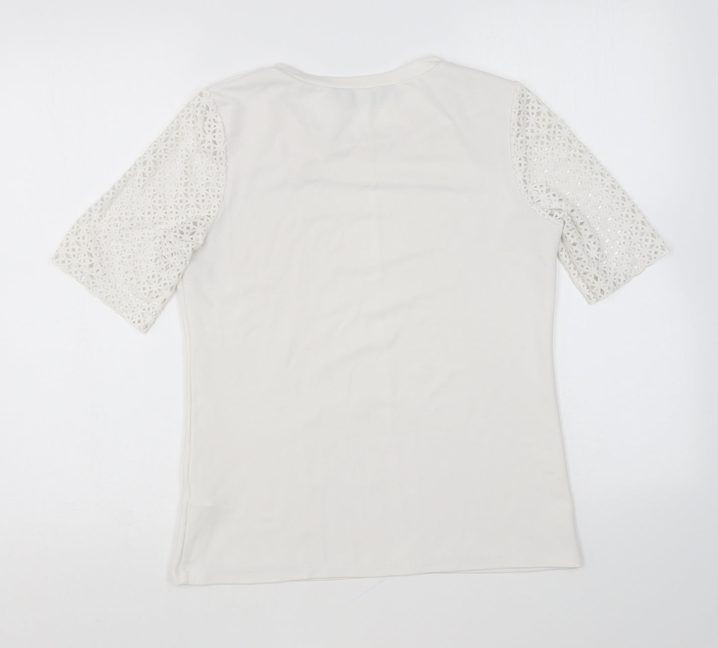 New Look Womens White Polyester Basic Blouse Size 8 Round Neck
