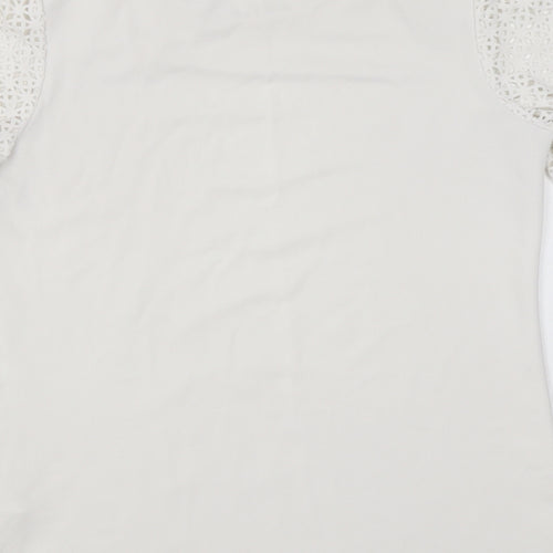 New Look Womens White Polyester Basic Blouse Size 8 Round Neck