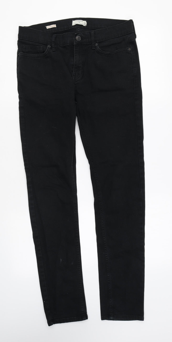 Topman Womens Black Cotton Skinny Jeans Size 30 in L30 in Regular Zip