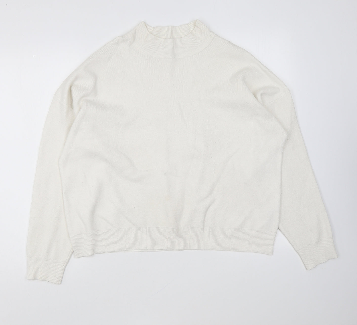 Primark Womens White High Neck Viscose Pullover Jumper Size XL