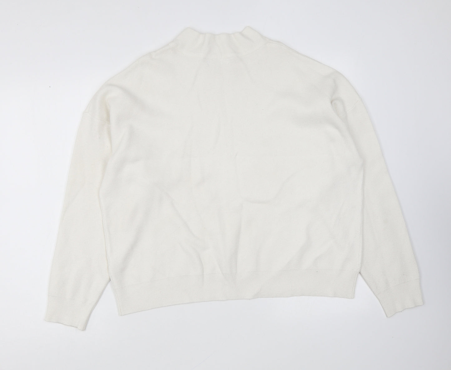 Primark Womens White High Neck Viscose Pullover Jumper Size XL