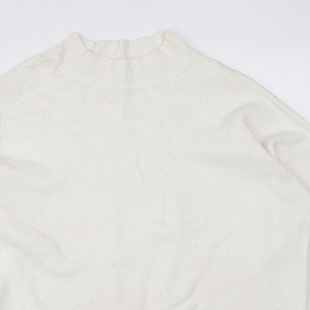 Primark Womens White High Neck Viscose Pullover Jumper Size XL