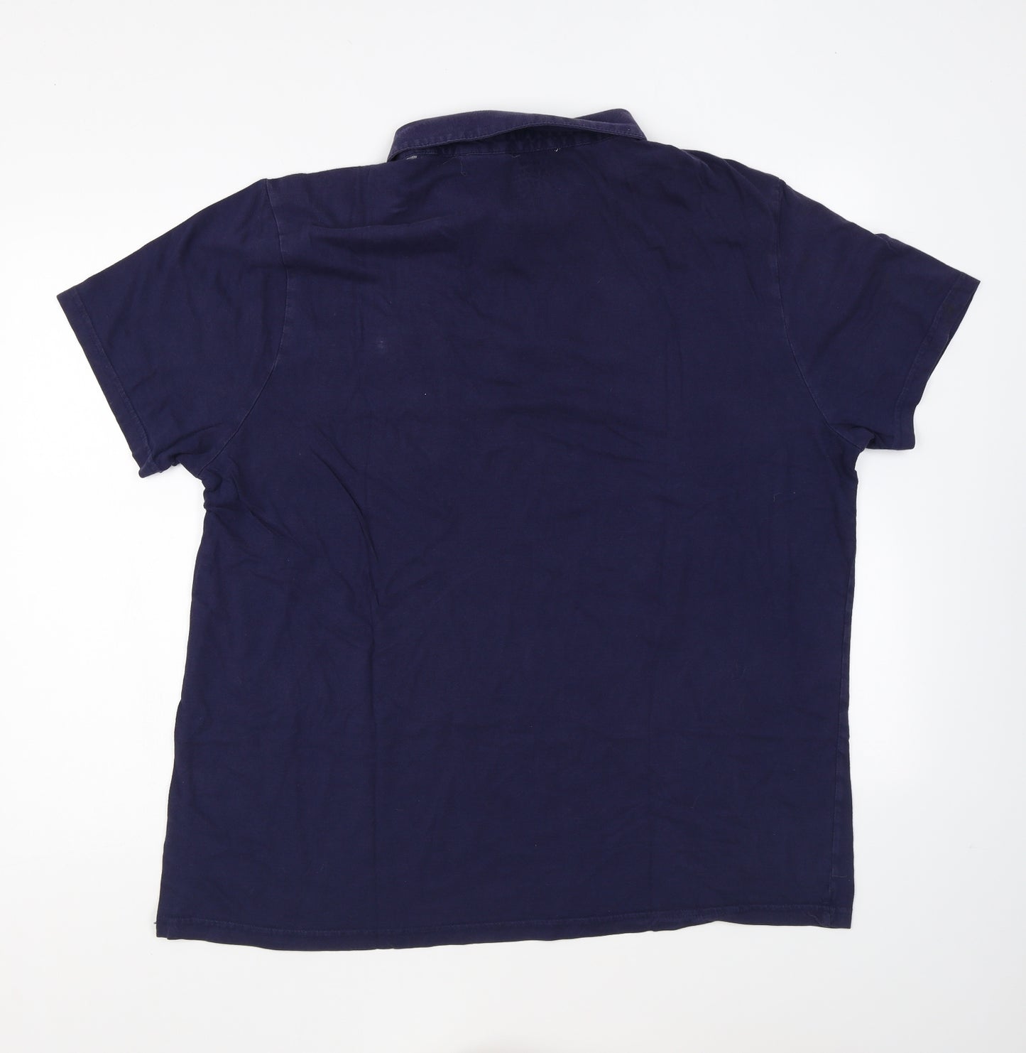 George Mens Blue Cotton Polo Size 2XL Collared Button