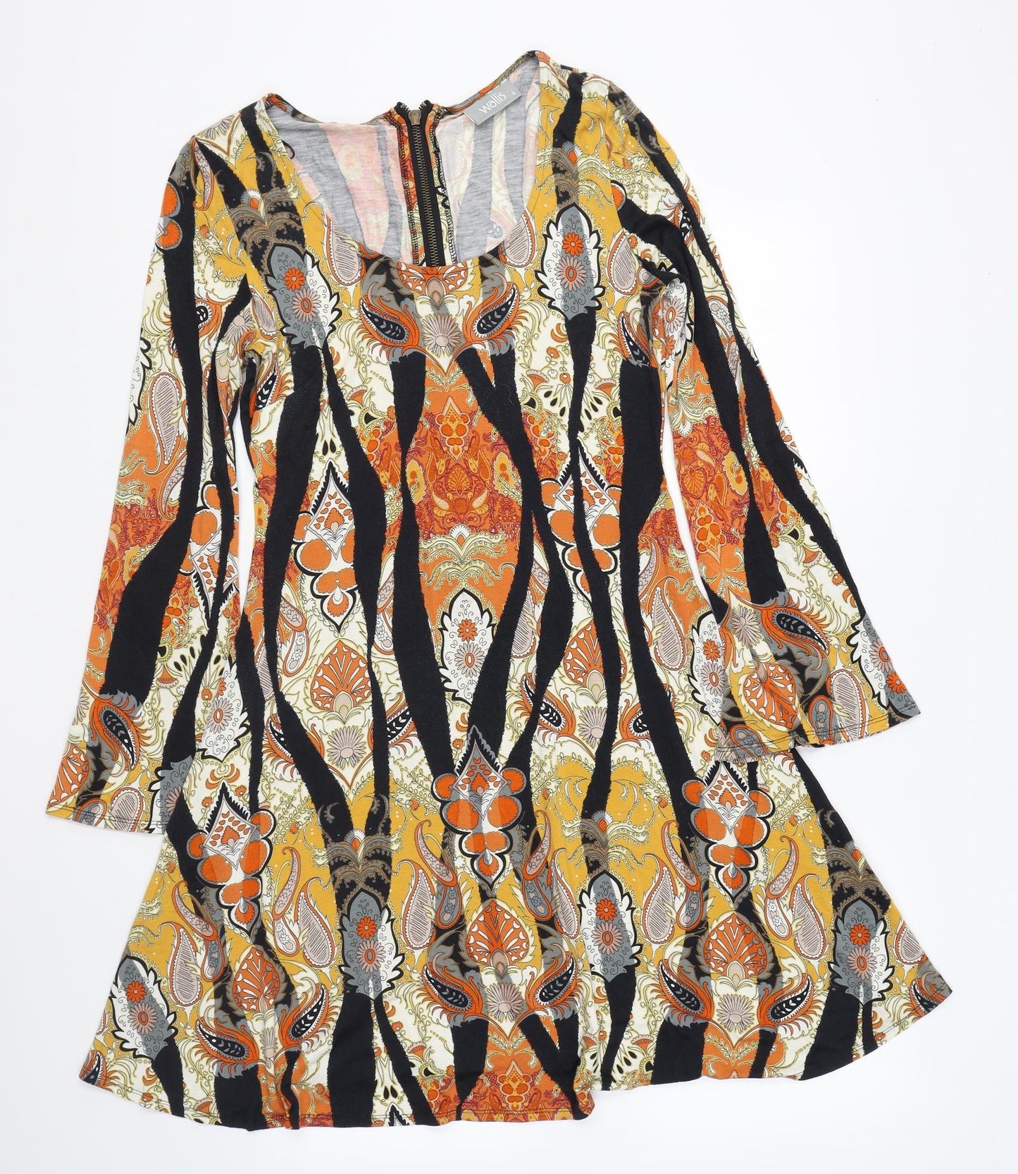 Wallis Womens Multicoloured Geometric Viscose A-Line Size S Round Neck Zip